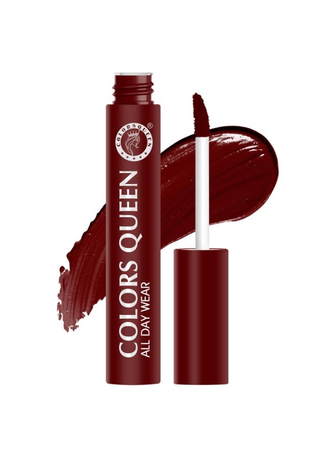 Colors Queen All Day Wear Liquid Lipstick - Deep Maroon, 12g | Highly Pigmented, Long Lasting Matte Lipstick | Smooth One Swipe Application, Lightweight & Non Transfer Liquid Lipstick for Women - Image 1